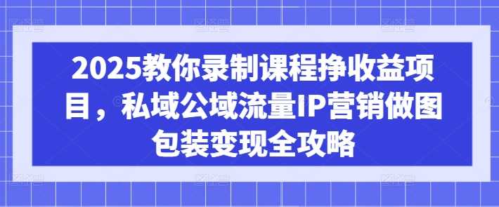 2025教你录制课程挣收益项目，私域公域流量IP营销做图包装变现全攻略-鲲鹏云网创