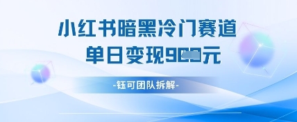 小红书冷门”暗黑”赛道，单日收益多张-鲲鹏云网创