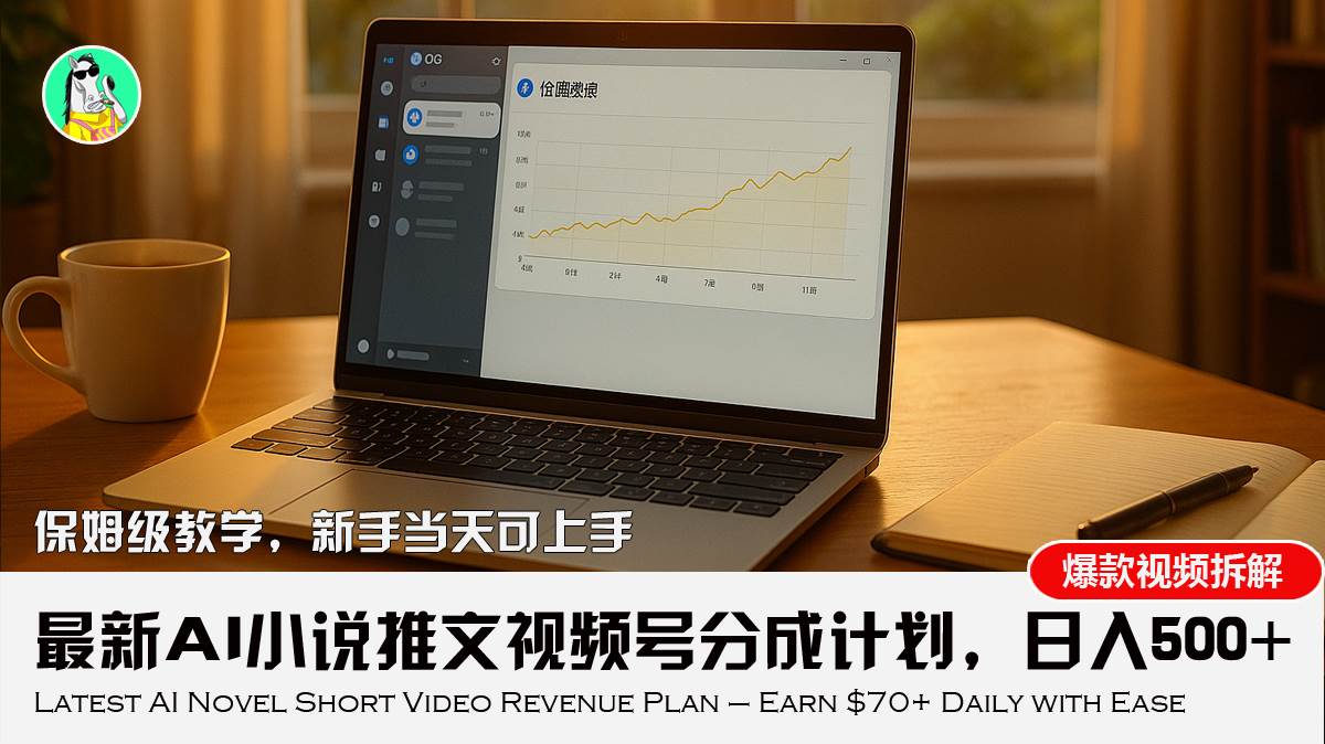 （15614期）最新AI小说推文视频号分成计划，新手小白也能当天日入500+教程-鲲鹏云网创