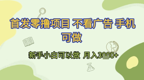 首发零撸项目 不看广告 手机可做 新手小白可以做 月入3k+【揭秘】-鲲鹏云网创