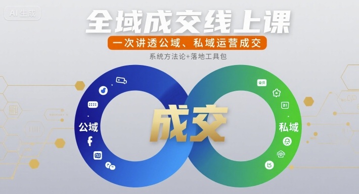 全域成交线上课，一次讲透公域、私域运营成交-鲲鹏云网创