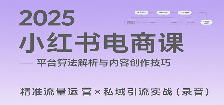 2025小红书电商课：解析算法，创作高转化内容，助力卖家获取流量实现变现（录音）-鲲鹏云网创