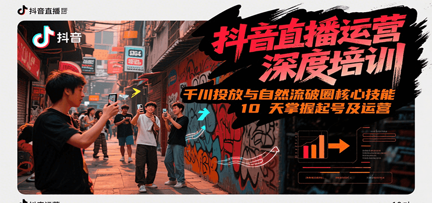 抖音直播运营深度培训，千川投放与自然流核心技能，10天掌握起号及运营(6-7月新课)-鲲鹏云网创