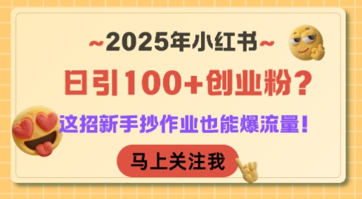 2025年小红书日引100+创业粉？这招新手抄作业也能爆流量！-鲲鹏云网创