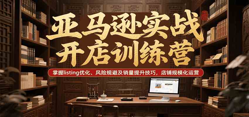 亚马逊实战开店训练营，掌握listing优化、风险规避及销量提升技巧，店铺规模化运营-鲲鹏云网创