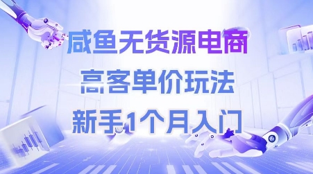 咸鱼无货源电商，高客单价玩法，新手1个月入门-鲲鹏云网创