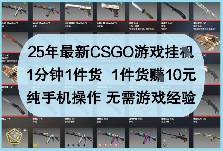 25年最新CSGO游戏挂G，1分钟1件货，1件货挣10元，纯手机操作，无需游戏经验【揭秘】-鲲鹏云网创