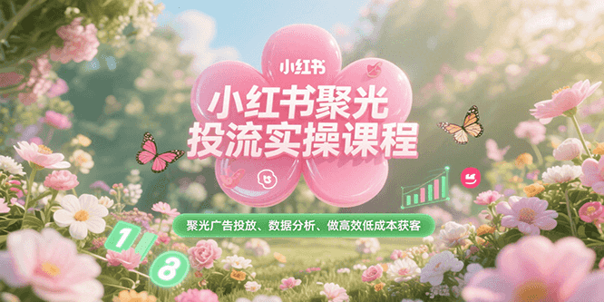 小红书聚光投流实操课程，聚光广告投放、数据分析、做高效低成本获客-鲲鹏云网创