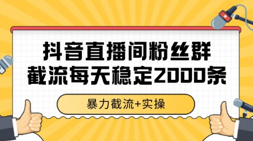 抖音直播间粉丝群暴力截流，一台电脑每天稳定2000条数据【揭秘】-鲲鹏云网创