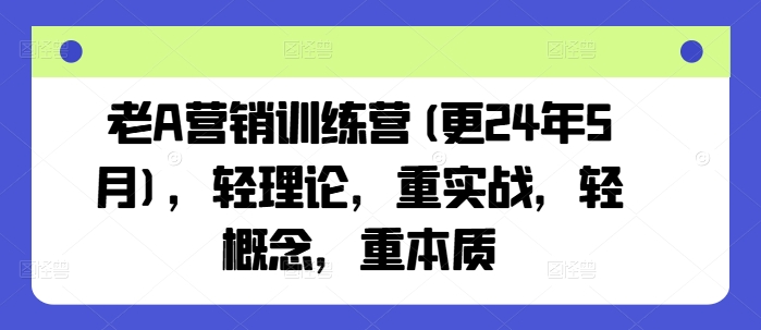老A营销训练营(更25年6月)，轻理论，重实战，轻概念，重本质-鲲鹏云网创