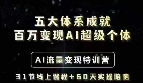 五大体系成就百万变现AI超级个体- AI流量变现特训营，一步一步教你一个人怎么年入百W-鲲鹏云网创
