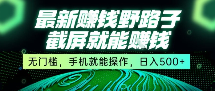 最新野路子截屏就能挣钱，无门槛，手机就能操作，日入5张【揭秘】-鲲鹏云网创