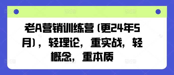 老A营销训练营(更25年3月)，轻理论，重实战，轻概念，重本质-鲲鹏云网创