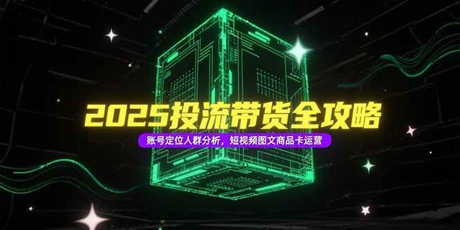 （15233期）2025投流带货全攻略，账号定位人群分析，短视频图文商品卡运营-鲲鹏云网创