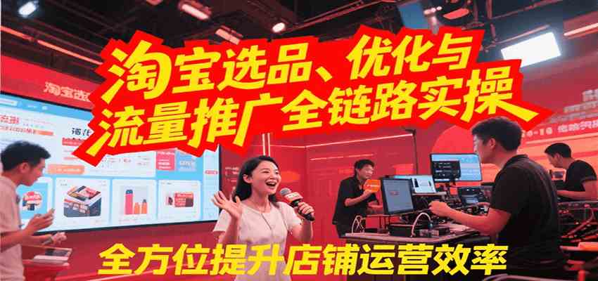 淘宝选品、优化与流量推广全链路实操，全面提升店铺运营效率-鲲鹏云网创