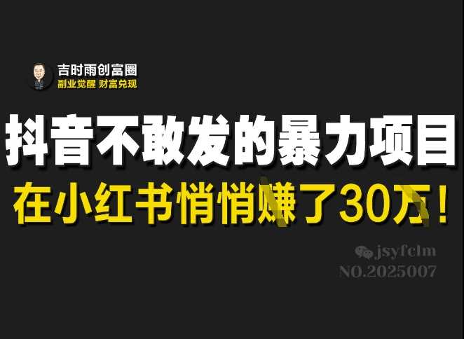 抖音不敢发的暴利项目，在小红书悄悄挣了30W-鲲鹏云网创