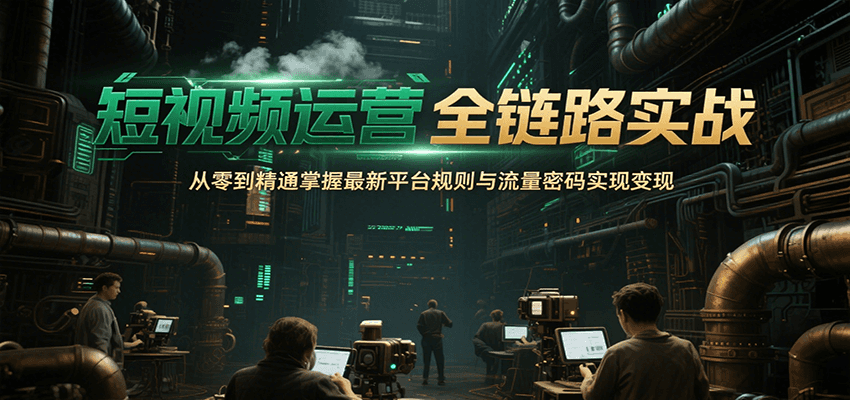 短视频运营全链路实战，从零到精通掌握最新平台规则与流量密码实现变现-鲲鹏云网创