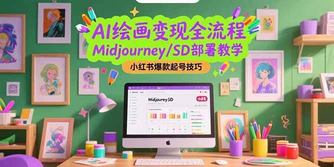 （15324期）AI绘画变现全流程，Midjourney/SD部署教学，小红书爆款起号技巧-鲲鹏云网创