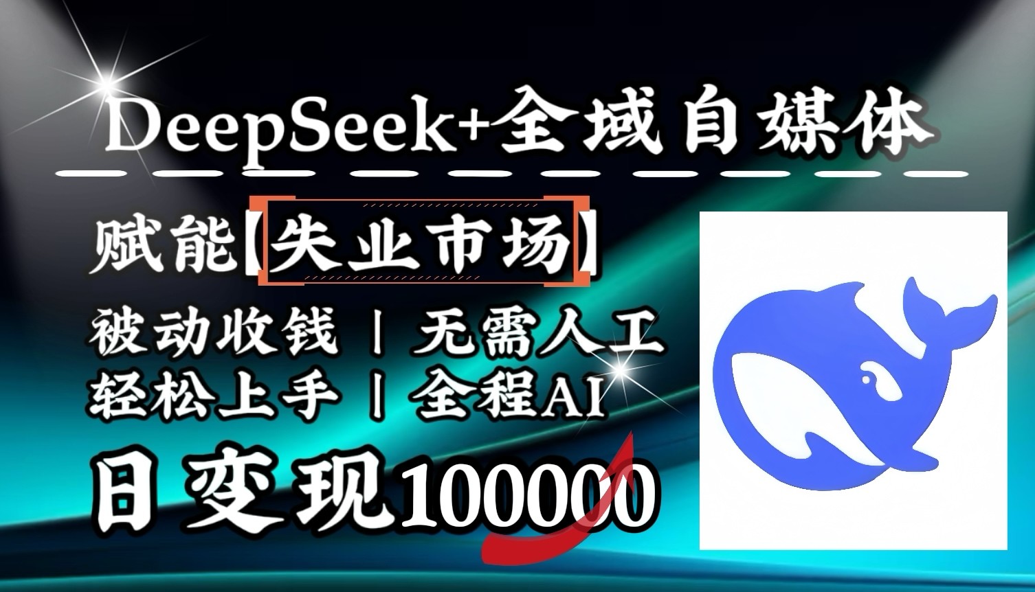 降维打击，DeepSeek+失业市场，全自动操作，结合人人刚需，单月利润轻松破100000＋-鲲鹏云网创