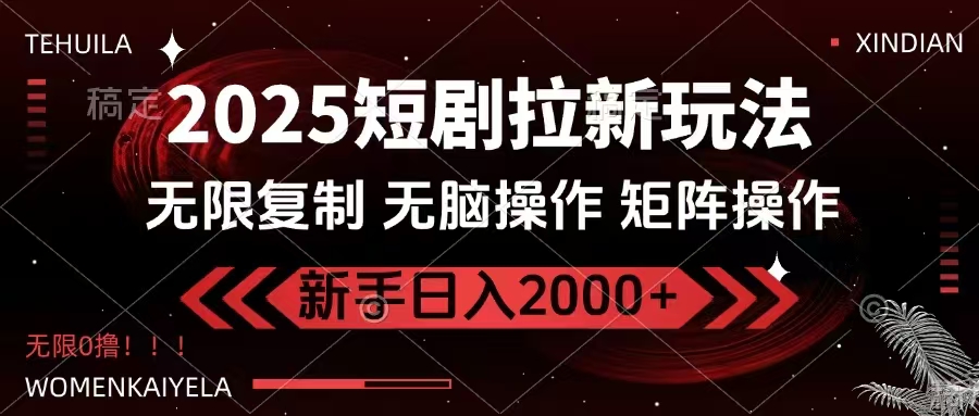 （14429期）2025短剧拉新玩法，无需注册登录，无限0撸，无脑批量操作日入2000+-鲲鹏云网创