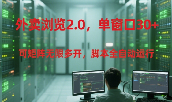 外卖浏览2.0，单窗口30+可矩阵无限多开，脚本全自动运行【揭秘】-鲲鹏云网创