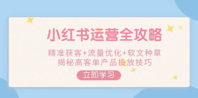 （14207期）小红书运营全攻略，精准获客+流量优化+软文种草，揭秘高客单产品投放技巧-鲲鹏云网创