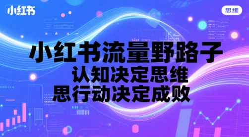 小红书流量野路子，认知决定思维，思维决定行动，行动决定成败-鲲鹏云网创