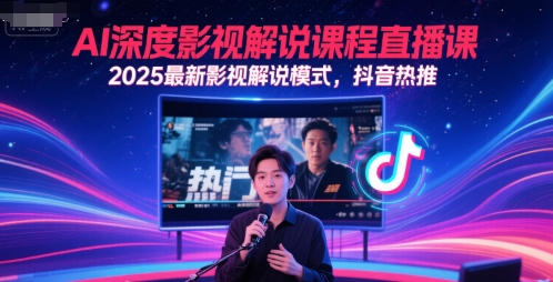 AI深度影视解说课程直播课，2025最新影视解说模式，抖音热推-鲲鹏云网创