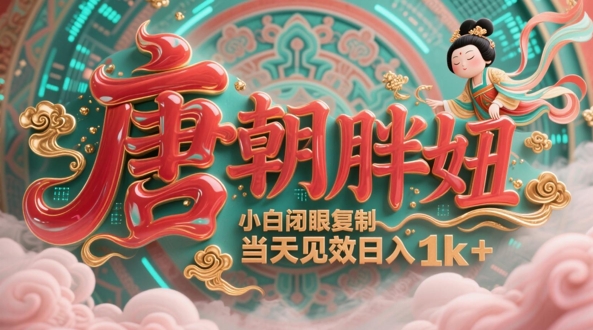 用AI克隆“唐朝胖妞”日更3条，平台疯狂推流，小白闭眼复制，当天见效，日入1k+-鲲鹏云网创