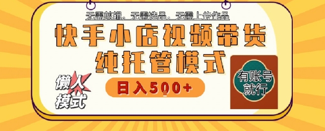 快手小店托管代运营，无需剪辑，无需选品，无需上传作品，全程无需操作，轻松月入5k+【揭秘】-鲲鹏云网创
