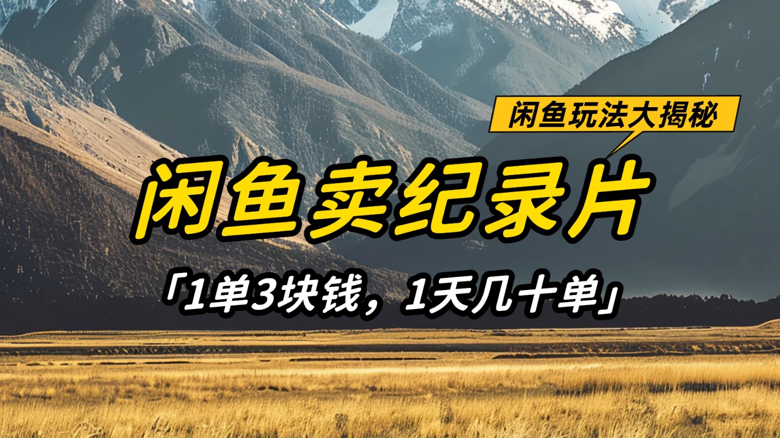 闲鱼卖纪录片，简单又赚钱的小项目，1单3块钱 1天几十单-鲲鹏云网创