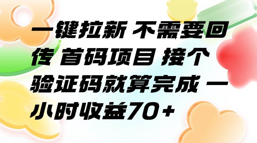 （15588期）一键拉新 不需要回传 首码项目 接个验证码就算完成 一小时收益70+-鲲鹏云网创