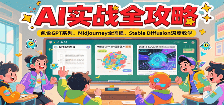 AI实战全攻略，包含GPT系列、Midjourney全流程、Stable Diffusion深度教学-鲲鹏云网创