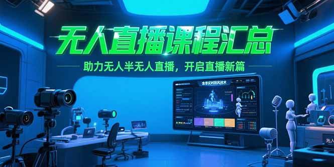 （15218期）无人直播课程汇总，含非实时防风技术，助力无人半无人直播，开启直播新篇-鲲鹏云网创