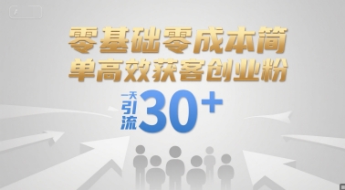 零基础零成本简单高效获客创业粉，一天引流30+-鲲鹏云网创
