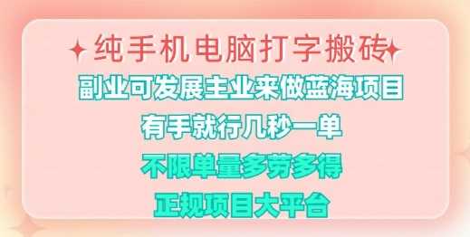 纯手机电脑打字搬砖，有手就行，几秒一单，多劳多得，正规项目大平台【揭秘】-鲲鹏云网创