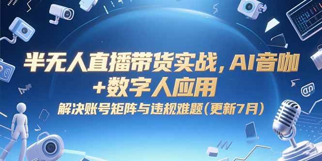 （15280期）半无人直播带货实战，AI音咖+数字人应用 解决账号矩阵与违规难题(更新7月)-鲲鹏云网创