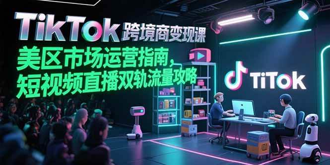 （15344期）TikTok跨境电商变现课，美区市场运营指南，短视频直播双轨流量攻略-鲲鹏云网创