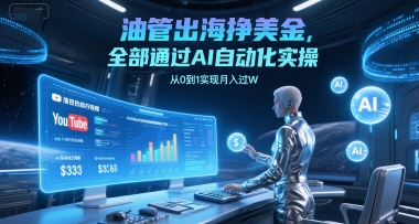 油管出海挣美金，全部通过AI自动化实操，从0到1实现月入过W-鲲鹏云网创