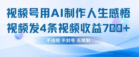 用AI做人生感悟视频，4条视频当天收益782-鲲鹏云网创