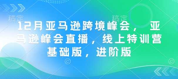 12月亚马逊跨境峰会， 亚马逊峰会直播，线上特训营基础版，进阶版-鲲鹏云网创