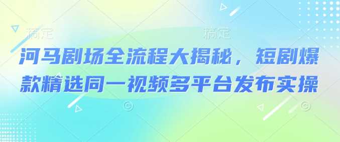 河马剧场全流程大揭秘，短剧爆款精选同一视频多平台发布实操-鲲鹏云网创