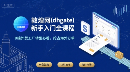 敦煌网(dhgate)新手入门全课程，B端外贸工厂转型必看，抢占海外订单-鲲鹏云网创