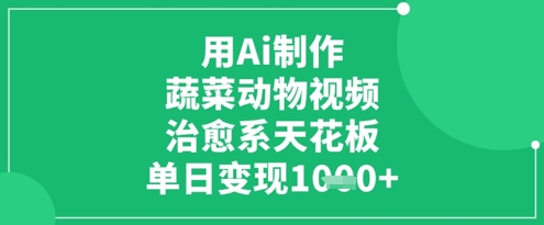 用Ai制作蔬菜动物视频，治愈系天花板，单日变现1k-鲲鹏云网创