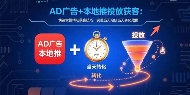 （15637期）AD广告+本地推投放获客：快速掌握精准获客技巧，实现当天投放当天转化效果-鲲鹏云网创