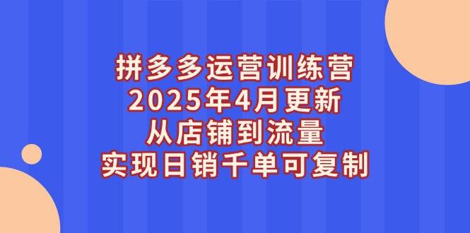 （14469期）拼多多运营训练营2025年4月更新，从店铺到流量，实现日销千单可复制-鲲鹏云网创
