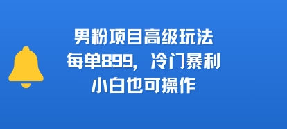 男粉项目高级玩法，每单899，冷门暴利，小白也可操作-鲲鹏云网创