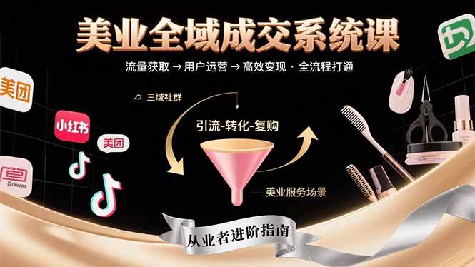 （15650期）美业全域成交系统课程：帮助美业从业者打通从流量获取到高效变现全流程-鲲鹏云网创