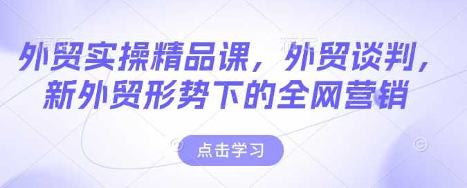 外贸实操精品课，外贸谈判，新外贸形势下的全网营销-鲲鹏云网创