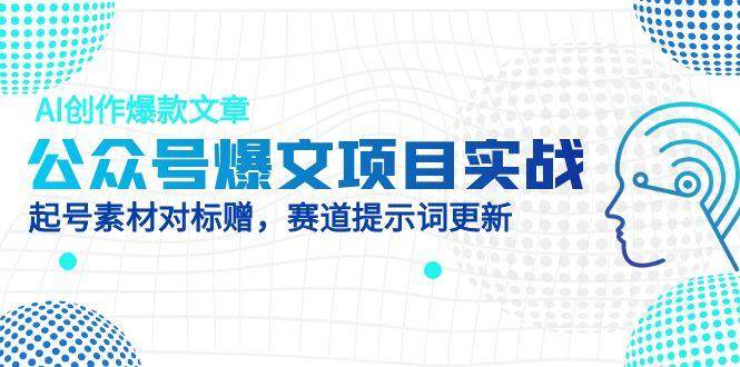 公众号爆文项目实战，AI创作爆款文章，起号素材对标赠（附赛道AI提示词）-鲲鹏云网创